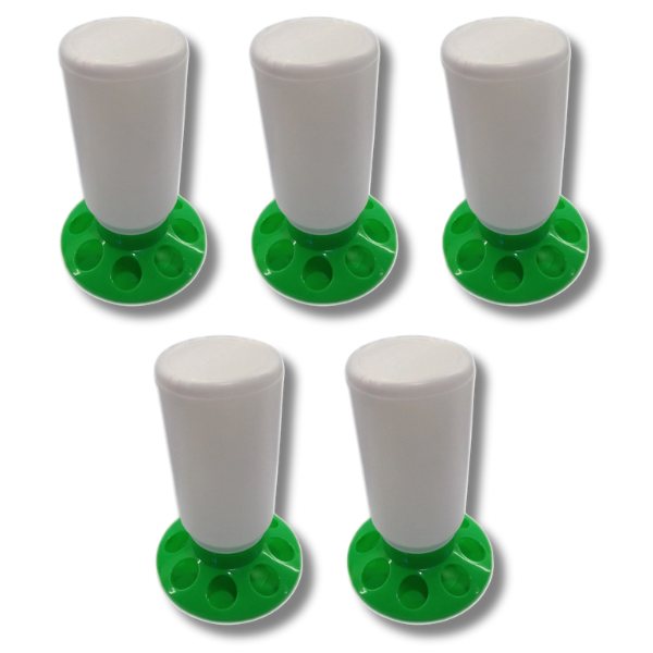 5x 1.0kg Poultry Chicken Feeders with 8 Holes for Seed, Grain & Starter Pellets-Off Grid Living Supplies Australia