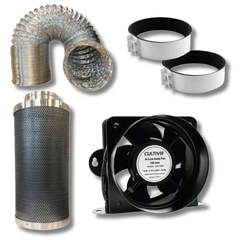6" 150mm Axial Fan with Ducting, Carbon Filter & Noise Reducing Clamp-Off Grid Living Supplies