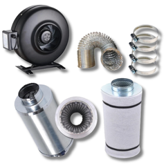 6" Inline Fan with Carbon Filter, Ducting & Muffler Silencer Ventilation Kit-Off Grid Living Supplies