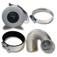 6" Inline Ventilation Fan with Clamp, Carbon Filter & Ducting-Off Grid Living Supplies