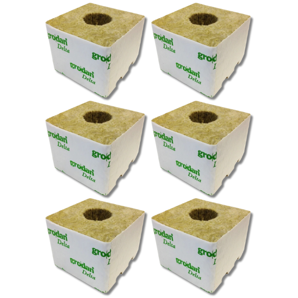 6 Pack Rockwool Grow Blocks 100x100mm with Hole - Grodan-Off Grid Living Supplies