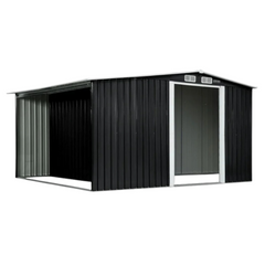 6 x 8ft Garden Shed with Semi-Closed Storage - Black-Off Grid Living Supplies Australia