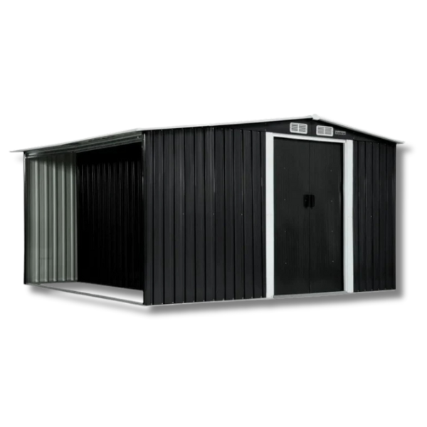 6 x 8ft Garden Shed with Semi-Closed Storage - Black-Off Grid Living Supplies Australia