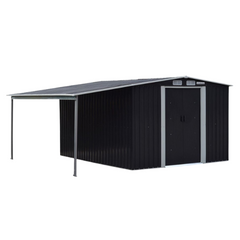 6 x 8ft Zinc Steel Garden Shed with Open Storage - Black-Off Grid Living Supplies Australia