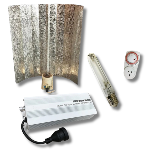 600W Digital Ballast with Reflector, HPS Lamp, Rope Ratchet and Timer-Off Grid Living Supplies
