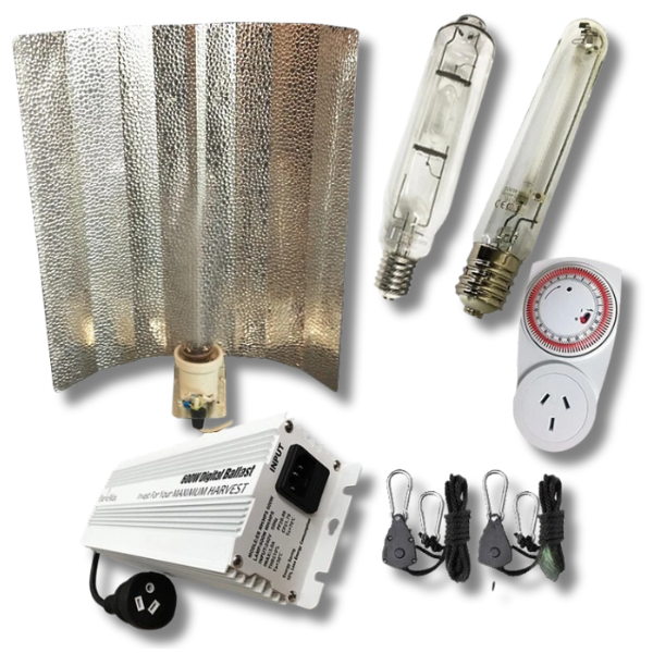 600W Digital Ballast with Reflector, HPS & MH Lamps, Rope Ratchet and Timer-Off Grid Living Supplies
