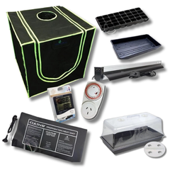 60x60cm Propagation Grow Tent with Dome, T5 Light, Heat Mat, Timer and Meter-Off Grid Living Supplies