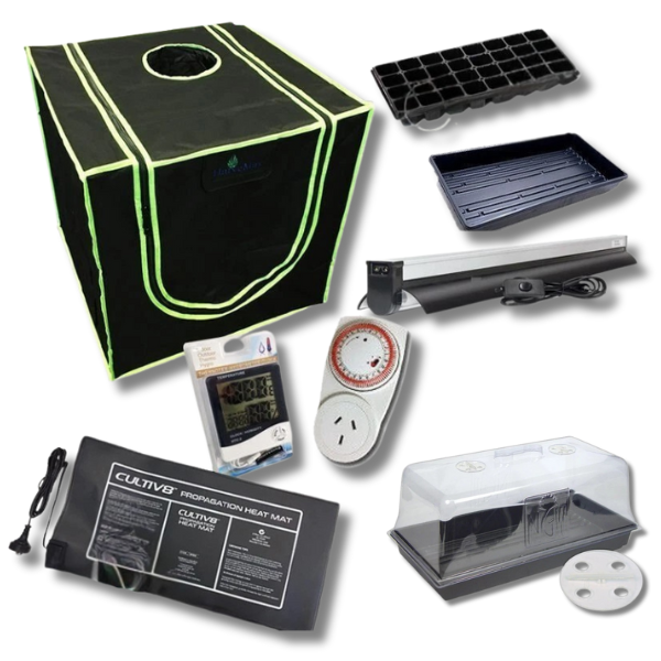 60x60cm Propagation Grow Tent with Dome, T5 Light, Heat Mat, Timer and Meter-Off Grid Living Supplies