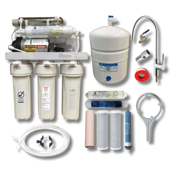 7-Stage 100GPD Reverse Osmosis Water Filter with UV & RO Booster Pump-Off Grid Living Supplies Australia