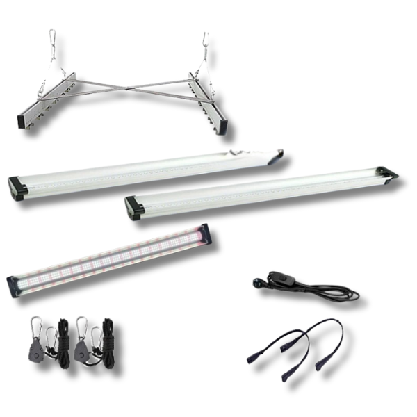 70cm Light Rack with 3FT 36W 6400K and 2FT LED 4000K with Red LEDs-Off Grid Living Supplies