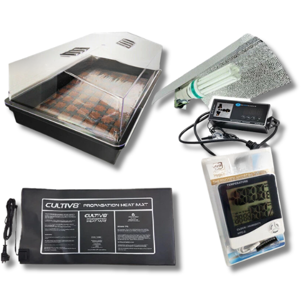 77 Cell Coco Plug Seeding Cutting Grow Box Heat Mat Controller CFL Hygrow Meter-Off Grid Living Supplies