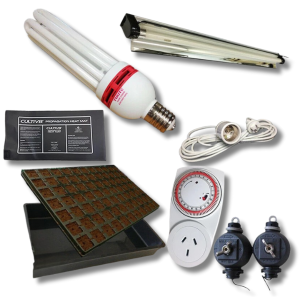 77 Cell Seeding Starter Tray Kit with Heat Mat and 14000K CFL LED Light-Off Grid Living Supplies