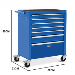 7 Drawer Tool Chest with Toolbox Garage Organiser Set - Blue