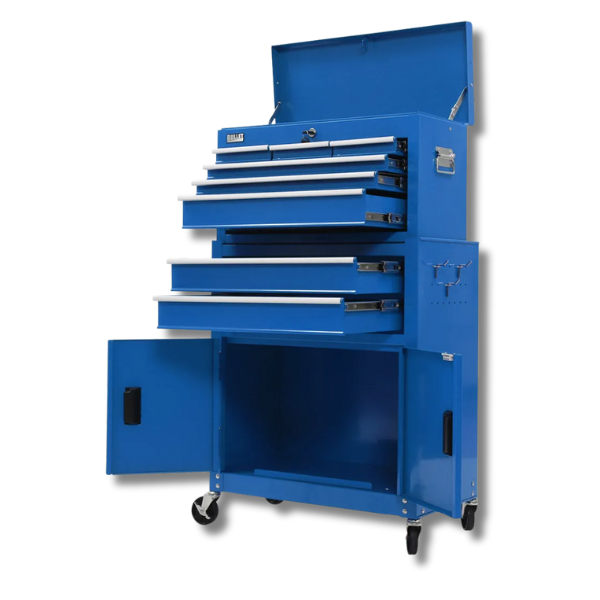 8 Drawer Tool Chest with 2-Door Toolbox Garage Organiser Set - Blue-Off Grid Living Supplies Australia