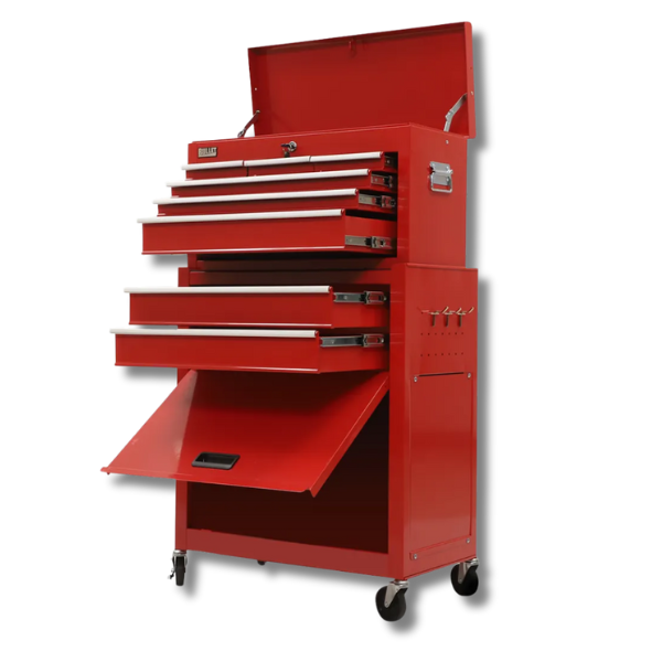 8 Drawer Tool Chest with Toolbox Garage Organiser Set - Red-Off Grid Living Supplies Australia