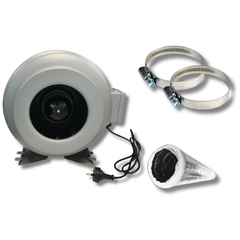 8" Inline Centrifugal Exhaust Fan with Ducting, Clamp & Carbon Filter-Off Grid Living Supplies