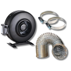 8" Inline Exhaust Fan with Flexible Aluminium Ducting Ventilation Kit-Off Grid Living Supplies