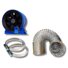 8" Inline Fan with Aluminium Ducting & Clamps Ventilation Kit-Off Grid Living Supplies