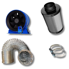 8" Inline Fan with Carbon Filter & Flexible Aluminium Ducting Ventilation Kit-Off Grid Living Supplies