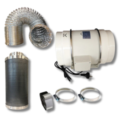 8" Low Noise Duct Fan with Clamp, Ducting & Filter Ventilation Combo-Off Grid Living Supplies