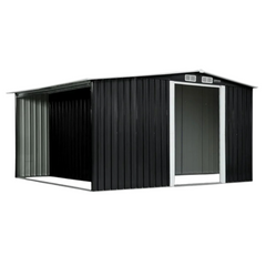 8 x 8ft Garden Shed with Semi-Closed Storage - Black-Off Grid Living Supplies Australia