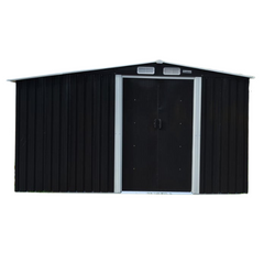 8 x 8ft Garden Shed with Semi-Closed Storage - Black-Off Grid Living Supplies Australia