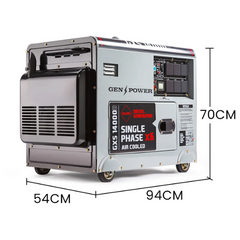 8.4kW Peak / 6kW Rated Commercial Diesel Generator with Electric Key Start & 6 x 15A Outlets - Single Phase