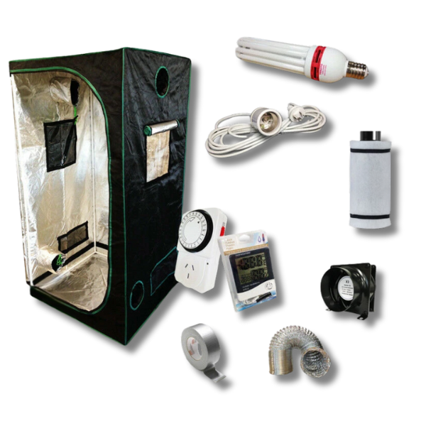 80x80x160cm Grow Tent with Dual Spectrum CFL Light and Ventilation Combo-Off Grid Living Supplies