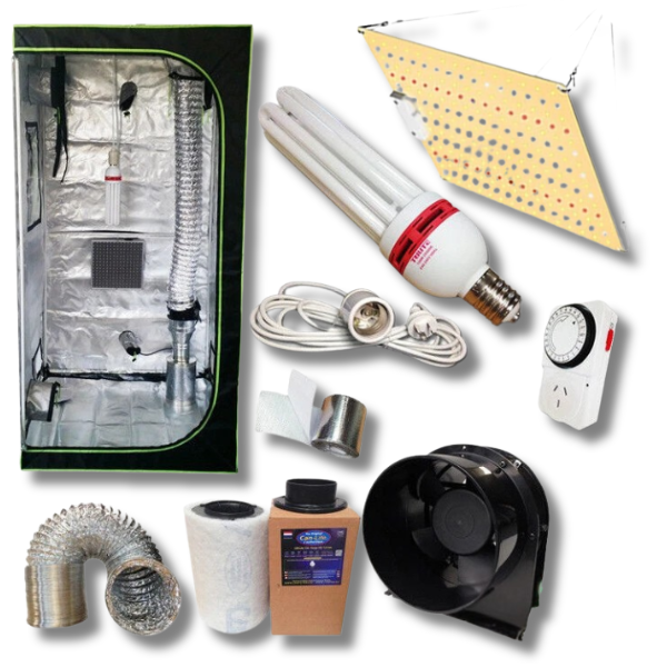 80x80x160cm Hydroponic Grow Tent Kit with 130W CFL Bulb LED Panel and 6 Inch Fan Ventilation-Off Grid Living Supplies