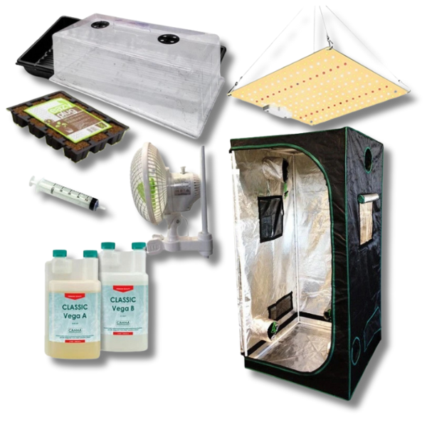 80x80x160cm Hydroponics Grow Tent Seeding and Cloning Kit with LED Panel and Coco Tray-Off Grid Living Supplies