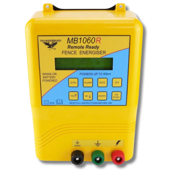 85km MB1060R Mains & Battery Electric Fence Energiser - Thunderbird-Off Grid Living Supplies Australia