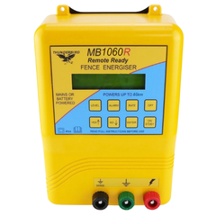 85km MB1060R Mains & Battery Electric Fence Energiser with Steel & Porcelain Insulators - Thunderbird-Off Grid Living Supplies Australia