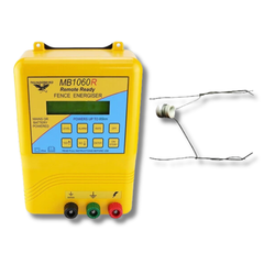 85km MB1060R Mains & Battery Electric Fence Energiser with Steel & Porcelain Insulators - Thunderbird-Off Grid Living Supplies Australia