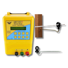85km MB1060R Mains & Battery Electric Fence Energiser with Wood Post Offsets - Thunderbird-Off Grid Living Supplies Australia