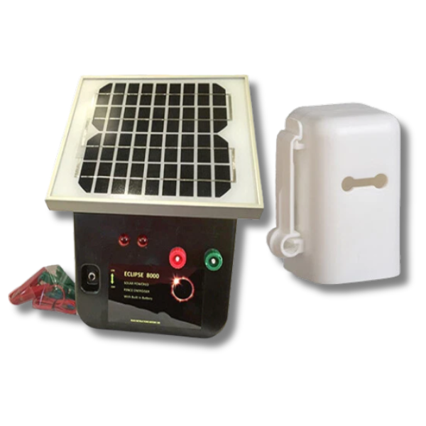 8km Eclipse 8000 Solar Electric Fence Energiser with Steel Post Caps & Insulators - Thunderbird-Off Grid Living Supplies Australia