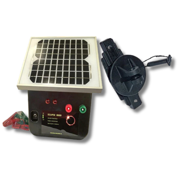 8km Eclipse 8000 Solar Electric Fence Energiser with Wood Post Insulators - Thunderbird-Off Grid Living Supplies Australia