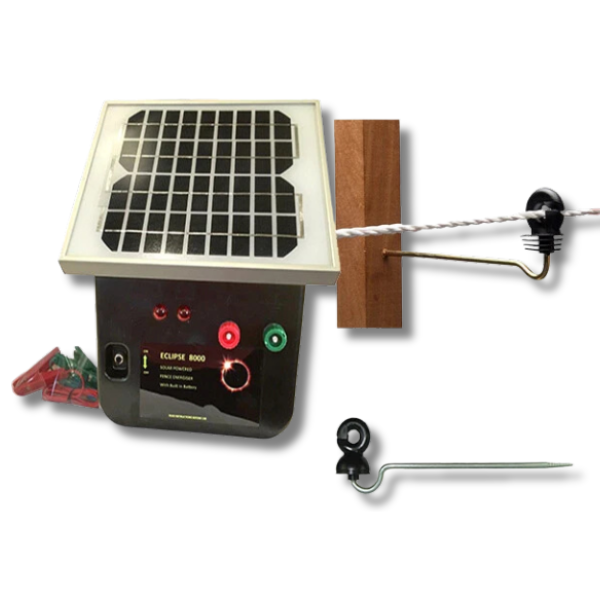 8km Eclipse 8000 Solar Electric Fence Energiser with Wood Post Offsets - Thunderbird-Off Grid Living Supplies Australia