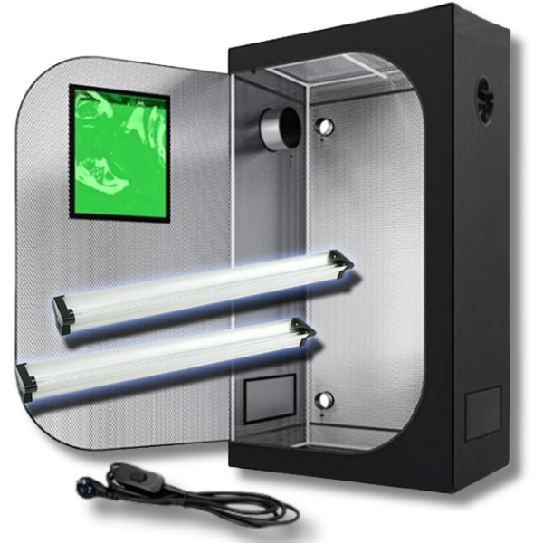 90x50x160cm Grow Tent with 2x 3ft LED Bars 6400K 72W Light-Off Grid Living Supplies