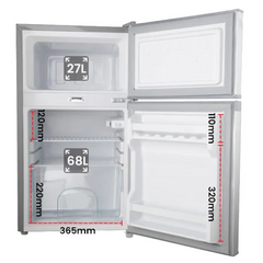 95L Portable Upright Fridge 12V / 24V for Caravans / RV's / Motorhomes / Camping - Silver