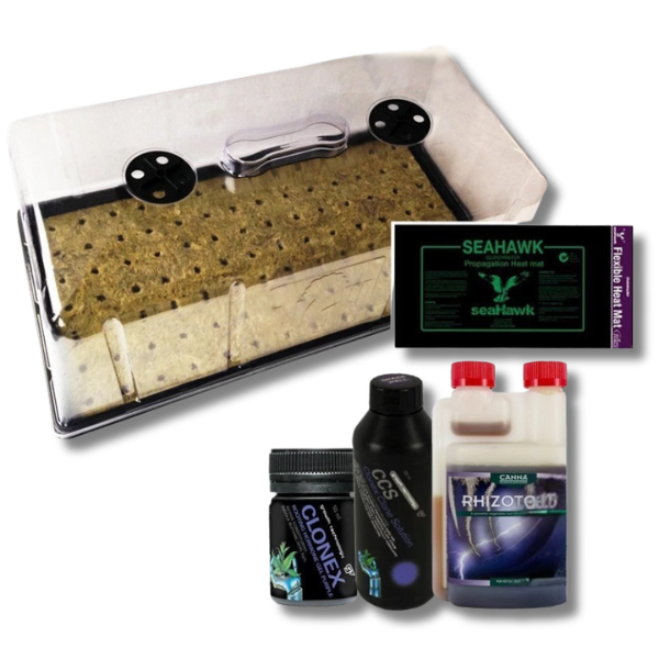 98 Cell Rock Wool Seeding and Cloning Dome with Heat Mat, Rhizotonic and Clonex-Off Grid Living Supplies