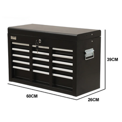9 Drawer Tool Chest with Organiser Mechanic Garage Toolbox Set - Black