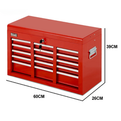 9 Drawer Tool Chest with Toolbox Organiser Garage Set - Red