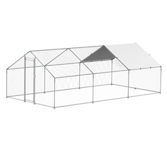 9.8 x 19.6 x 6.5ft Metal Chicken Coop Walk-In Run with Cover & Spire Roof-Off Grid Living Supplies Australia