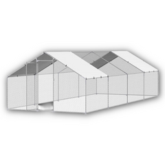 9.8 x 26.2 x 6.5ft Metal Chicken Coop Walk-In Run with Cover & Spire Roof-Off Grid Living Supplies Australia