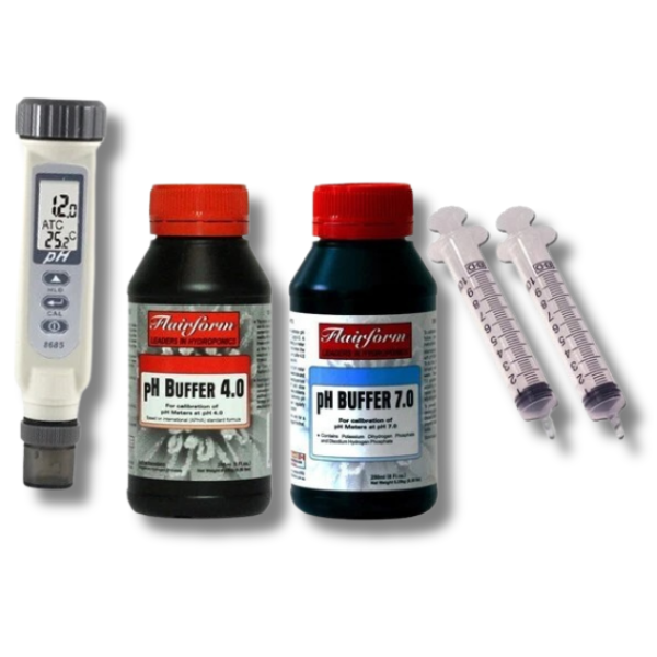 AZ-8685 PH Meter Pen Tester with PH Buffer 4.0 & 7.0 Calibration Solution and Syringes-Off Grid Living Supplies