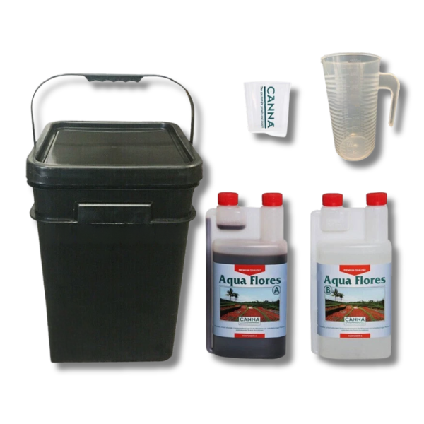 Aqua Flores A&B 2x1L Diluting Mixing Kit 21L Bucket 2L Jug - Canna-Off Grid Living Supplies