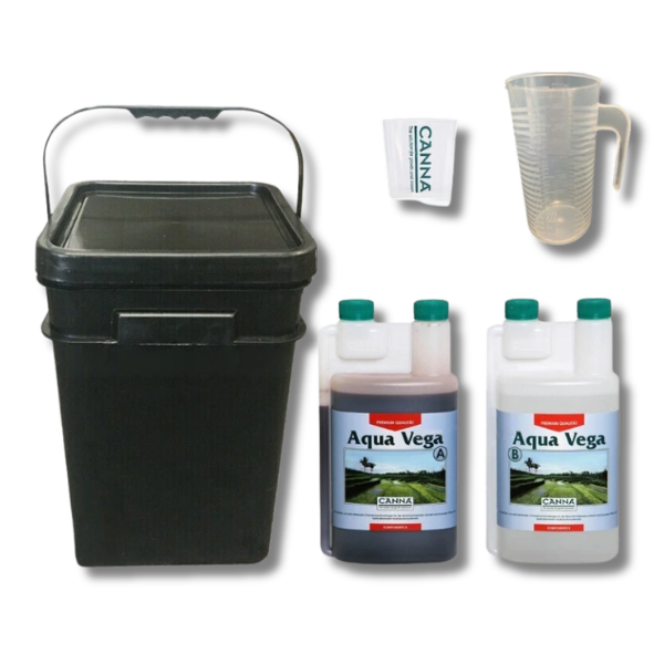 Aqua Vega A&B 2x1L Mixing Diluting Kit 21L Bucket 2L Jug - Canna-Off Grid Living Supplies