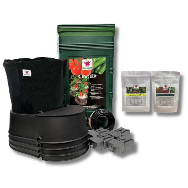 Auto Feeding Nutrient Kit Part A & B with 4 Fabric Pots for Hydro Systems-Off Grid Living Supplies