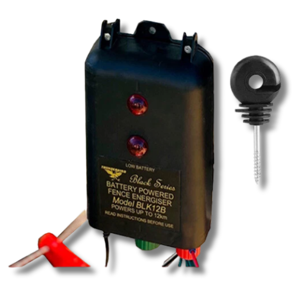 B120 Battery Electric Fence Energiser with Wood Post Insulators - Thunderbird-Off Grid Living Supplies Australia