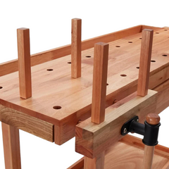 Carpentry Workbench with Drawer & 2 Vices - Hardwood-Off Grid Living Supplies Australia